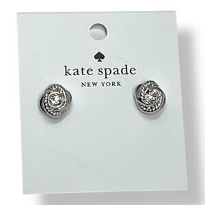 Kate Spade Infinity & Beyond Knot Stud Earrings Silver Crystal NWT $59